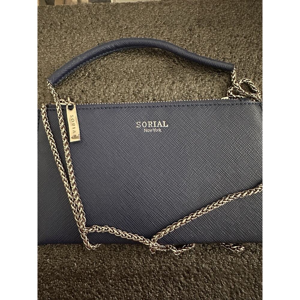 Sorial New York, Saffiano Crossbody purse, Blue Leather